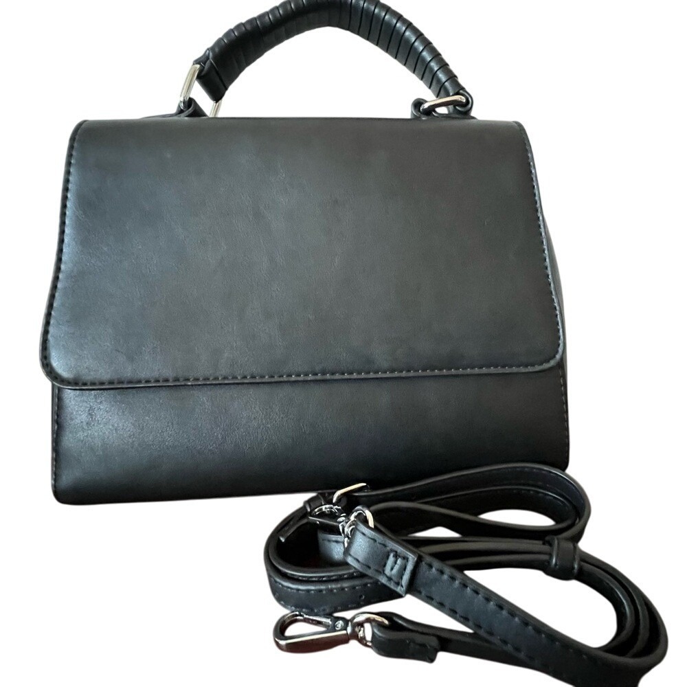 Madison West Black Crossbody Handbag Purse with Silver Accents